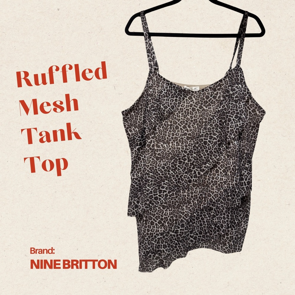 Nine Britton Animal Print Ruffled Tank Top